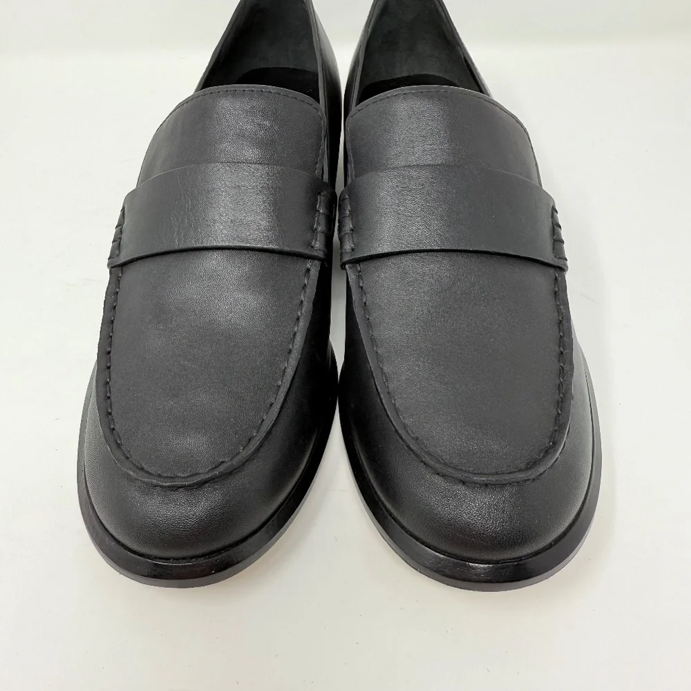 New Vince Nelli Leather Loafer Black Leather Sz 8 - Picture 10 of 14